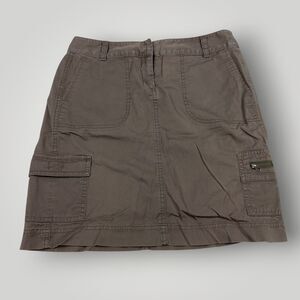 J. Jill Women's 4 Pebble Khaki Cargo Mini Skirt Zipper & Flap Pockets!